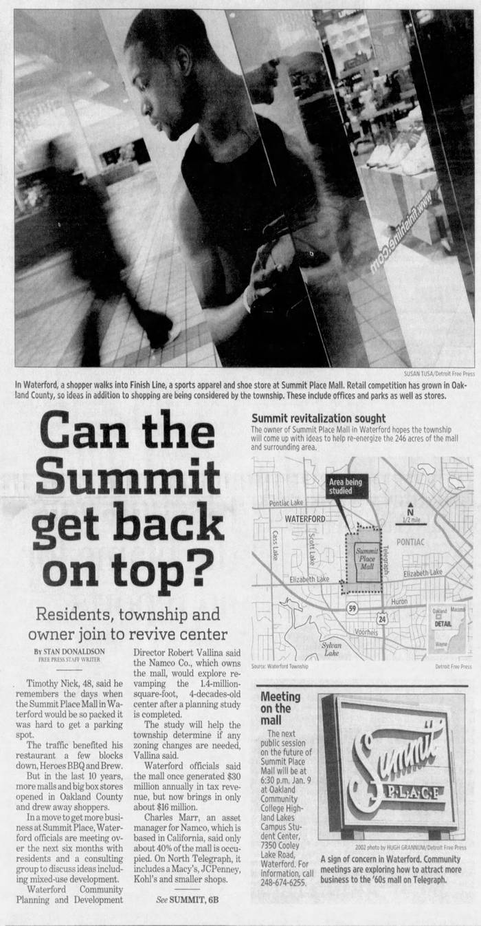 Summit Place Mall (Pontiac Mall) - Dec 2006 Article On Revitalization Effort